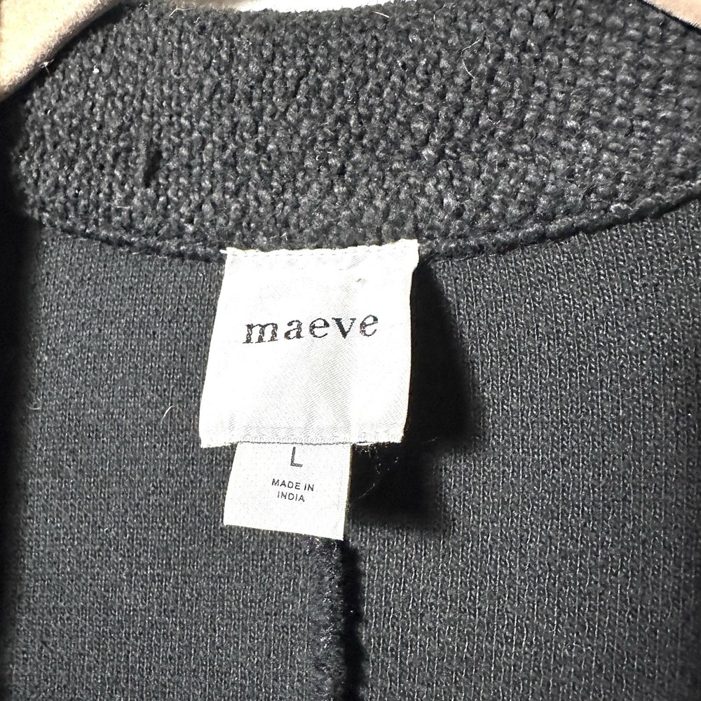 Maeve Knit Blazer Jacket L Large Anthropologie Long Sleeve Gold Button Black - Picture 4 of 10